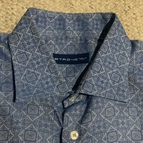 Etro Shirt Men. Blue Size 40 - Picture 2 of 6